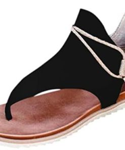 2020 Women Casual Vintage Flat T Strap Slip On Sandals with Zipper Summer Shoes for Women Comfy Flip Flops Sandals