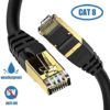 Cat8 Ethernet Cable, Outdoor&Indoor, 40FT Heavy Duty Direct Burial High Speed 26AWG Cat8 LAN Network Cable 40Gbps, 2000Mhz with Gold Plated RJ45 Connector, Weatherproof for Router/Gaming/Xbox/IP