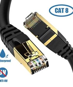 Cat8 Ethernet Cable, Outdoor&Indoor, 40FT Heavy Duty Direct Burial High Speed 26AWG Cat8 LAN Network Cable 40Gbps, 2000Mhz with Gold Plated RJ45 Connector, Weatherproof for Router/Gaming/Xbox/IP
