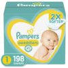 Diapers Newborn/Size 1 (8-14 lb), 198 Count - Pampers Swaddlers Disposable Baby Diapers, ONE MONTH SUPPLY