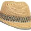 Funky Junque UPF50+ Adjustable Multicolor Woven Pattern Short Brim Fedora Hat