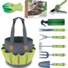 Hortem 9 PCS Garden Tools Set Include 5PCS Gardening Hand Tools, Bypass Pruners, Gardening Gloves, Garden Watering Can and Garden Bag Holder with Nice Wrapping Suitable for Garden Gifts