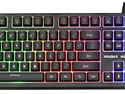 KOLMAX Gaming Keyboard,Rainbow LED Backlit Quiet Keyboard for Office, USB 12 Multimedia Keys,19 Keys Anti-ghosting Computer Office Keyboard 104 Keys for Windows PC Mac Gaming Black