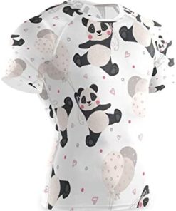 Men's Cool Dry Compression Sports Baselayer T-Shirts Tops Cute Funny Animal Panda Balloons