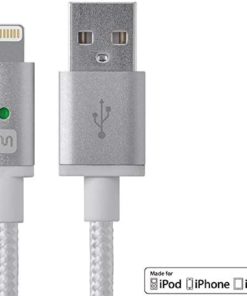 Monoprice 112872 Apple MFi Certified Lightning to USB Charge & Sync Cable - 6 Feet - White Compatible With iPhone X 8 8 Plus 7 7 Plus 6s 6 SE 5s, iPad, Pro, Air 2 - Luxe Series