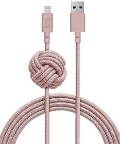 Native Union Night Cable - 10ft Ultra-Strong Reinforced [Apple MFi Certified] Durable Lightning to USB Charging Cable with Weighted Knot for iPhone/iPad (Rose)