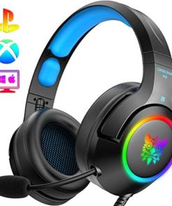 ONIKUMA PS4 Headset -Gaming Headset Xbox one Headset Gaming Headphone with Surround Sound, RGB LED Light & Noise Canceling Microphone for PS4,GameCube,Xbox One(Adapter Not Included)