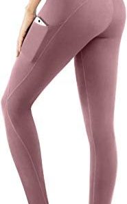 PHISOCKAT High Waist Yoga Pants with Pockets, Tummy Control Leggings for Women, Workout 4 Way Stretch Yoga Capris Leggings
