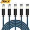 PLmuzsz MFi Certified iPhone Charger Lightning Cable 5 Pack High Speed Nylon Braided USB Fast Charging&Data Syncs Cord Compatible iPhone Xs/Max/XR/X/8/8Plus/7/7Plus/6S/6S Plus/SE/iPad/Nan (Black&Blue)