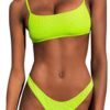 SENDKEEL Women's Swimsuit Retro Solid Color Elastic Two Piece Swimwear Push Up Bikini Beach Bathing Monokini