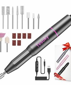 Upgraded Electric Nail Drill Bits Set, Professional Electric Nail File Machine for Acrylic Nails Gel Nails Kit, Portable Efile Nail Drill Manicure Pedicure Tools Best Gifts for Women Girls (Gray)