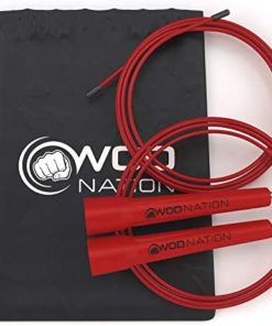 WOD Nation Speed Jump Rope - Blazing Fast Jumping Ropes - Endurance Workout for Boxing, MMA, Martial Arts or Just Staying Fit - Adjustable for Men, Women and Children