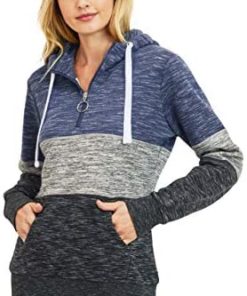 esstive Women's Ultra Soft Fleece Midweight Casual 1/4 Zip-Up Pullover Hoodie Sweatshirt